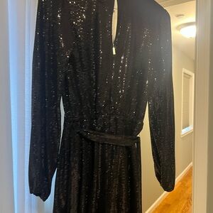 MICHAEL Michael Kors Shimmering Black Long Sleeve Dress